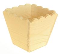 MÉGACRÉA Cache Pot en Bois Bords ondulés 11 x 11 x 10 cm -