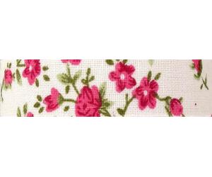 MegaCrea DIY Fabric Tape Ruban adhésif Fleuri Rose 1,5 cm x 3 m
