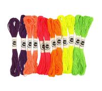 MégaCréa DIY - Fil bracelet brésilien Echeveaux de coton 12 couleurs Fluo