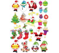 MégaCréa DIY - Gommettes Père Noël et compagnie 1 7 à 7 5 cm 30 pièces