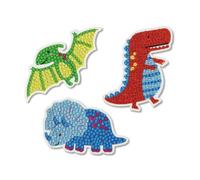 MégaCréa DIY - Kit stickers diamond painting Dinosaures 5 à 8,5 cm 3 pièces