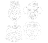 MegaCrea DIY Masque pour enfant à colorier Cirque 4 pièces