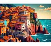 MegaCrea DIY Peinture au numéro Cinque Terre 30 x 40 cm
