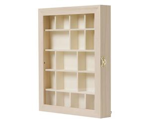 MegaCrea DIY Vitrine en Bois 17 Compartiments 28 x 23 x 4 cm