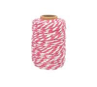 MÉGACRÉA Ficelle Coton Bicolore Fuchsia et Blanc 25 m x 1,5
