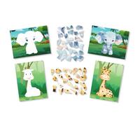 MÉGACRÉA Kit Tableaux Stickers au numéro A5 éléphant et gir