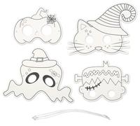 MÉGACRÉA Masques à colorier pour enfant Halloween 4 pièces