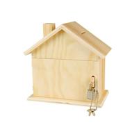 MÉGACRÉA Tirelire en Bois Forme Maison avec Cadenas 15 x 8