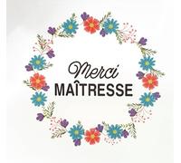 MÉGACRÉA Transfert Textile Merci Maitresse 10 x 10 cm
