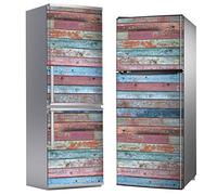 MEGADECOR DECORATE YOUR HOME Vinyle adhésif décoratif pour réfrigérateur avec Effet Planches en Bois Vieilles Couleurs dépensées, différentes mesures (185 cm x 60 cm)