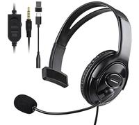 Megadream 3,5 mm Unilateral filaire Jeux en ligne Chat Headset casque avec commande vocale et micro et arceau réglable pour Sony PlayStation 4 DualShock, PS4, PS4 fin, PS4 Pro Controller et ordinateur portable