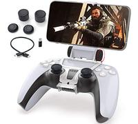 Megadream Support Téléphone pour Manette PS5, Support de Fixation pour PlayStation 5, Compatible avec iPhone/Android pour PS Remote Play, Câble OTG / 4 Capuchons de Stick/Convertisseur Type-C