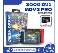 MegaDrive Genesis 3000 en 1 MD V3 Pro cartouche de jeu 8GB TF Gard pour SEGA Genesis Mega Drive USA/Japonais/EUR MegaDrive Console Étiquette noire 2