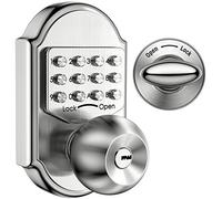 Megaflint Serrure de porte d'entrée sans clé à pêne dormant mécanique en acier inoxydable (code ou clé) 100% mécanique, non électronique