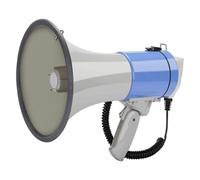 Megáfono, Bullhorn, Megaphone de mano portátil, altavoz de altavoz portátil de potencia de 50W, altavoz grabable gran volumen, guía al aire libre Bullhorn, para animadoras(Blue,Without battery)