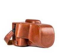 MegaGear Canon EOS 850D, 800D, 77D, 9000D (18-55mm) Ever Ready Étui de Protection en Cuir Véritable avec Bandoulière, Marron foncé