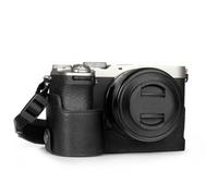 MegaGear Étui d'Appareil Photo en Cuir Véritable pour Sony Alpha a7C II - Élégant et Protecteur (Noir)
