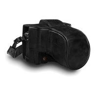 MegaGear MG1550 Fujifilm X-T3 (XF23mm - XF56mm & 18-55mm Lens) Ever Ready Étui de Protection en Cuir Véritable avec Bandoulière - Noir