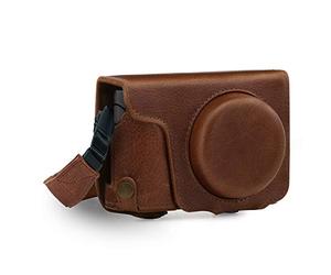 MegaGear Ever Ready Étui de Protection en Cuir Véritable avec Bandoulière Compatible avec Panasonic Lumix DMC-TZ100, DC-TZ200