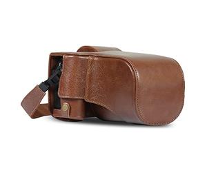 MegaGear Ever Ready Genuine Leather Camera Case Compatible with Fujifilm X-T5 (16-80mm)(Brun)