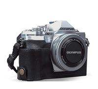 MegaGear Ever Ready MG1934 Demi-étui en Cuir véritable pour Appareil Photo Olympus Om-D E-M10 Mark IV Noir