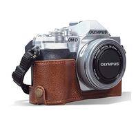 MegaGear Ever Ready MG1935 Demi-étui en Cuir véritable pour Appareil Photo Olympus Om-D E-M10 Mark IV Marron