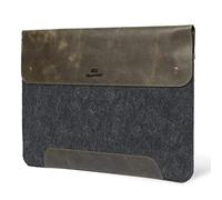 MegaGear Housse en Cuir Véritable et Polaire Compatible avec MacBook Pro 16 (M5, M4, M3, M2, M1) & MacBook Pro 15 - (Olive) 15-16 Pouces, 2020-2026