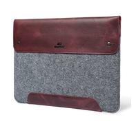 MegaGear Housse en Cuir Véritable et Polaire Compatible avec MacBook Pro 16 (M5, M4, M3, M2, M1) & MacBook Pro 15 - (Bordeaux) 15-16 Pouces, 2020-2026