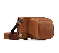 MegaGear Leica Q-P, Q (Typ 116) Ever Ready Étui de Protection en Cuir Véritable avec Bandoulière - Marron