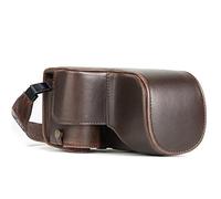 MegaGear MG1015 Etui de Protection avec Bandoulière/Accès Batterie en Cuir pour Appareil Photo Sony Alpha A6500 (up to 16-70mm lentille) Marron foncé
