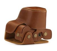 MegaGear MG1043 Etui de Protection avec Bandoulière en Cuir pour Appareil Photo Canon EOS M5 (15-45) Marron Clair