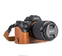 MegaGear MG1125 Etui avec Bandoulière/Accès Batterie en Cuir pour Appareil Photo Sony Alpha A7S II/A7R II/A7 II Marron Clair