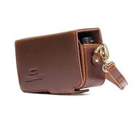 MegaGear MG1144 Sony Cyber-Shot DSC-HX99, DSC-HX95, DSC-HX90V, DSC-HX80, DSC-WX500 Étui de Protection en Cuir avec Bandoulière - Marron foncé