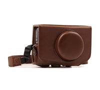 MegaGear MG1174 Canon PowerShot SX740 HS, SX730 HS Ever Ready - Étui de Protection en Cuir avec Bandoulière, Marron foncé