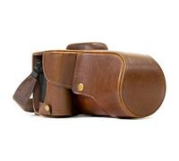 MegaGear MG1185 Canon EOS Rebel T6s, EOS 760D, EOS 8000D (18-55mm) Ever Ready - Étui de Protection en Cuir avec Bandoulière, Marron Foncé