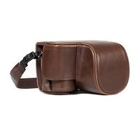 MegaGear MG1231 Etui de Protection avec Bandoulière/Accès Batterie en Cuir pour Appareil Photo Sony Alpha A6500 (16-50 mm) Marron foncé