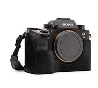 MegaGear MG1243 Sony Alpha A7RIII, A9, A7III Ever Ready Demi Étui en Cuir Véritable avec Bandoulière - Noir