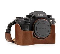 MegaGear MG1244 Sony Alpha A7RIII, A9, A7III Ever Ready Demi Étui en Cuir Véritable avec Bandoulière - Marron