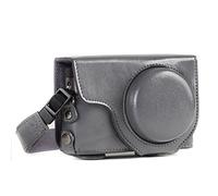 MegaGear MG1261 Panasonic Lumix DC-TZ95, DC-TZ90 Ever Ready - Étui de Protection en Cuir avec Bandoulière - Gris