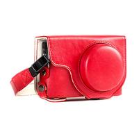 MegaGear MG1262 Panasonic Lumix DC-TZ95, DC-TZ90 Ever Ready - Étui de Protection en Cuir avec Bandoulière - Rouge