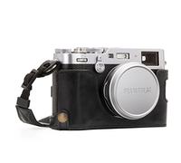 MegaGear MG1281 Etui avec Bandoulière/Accès Batterie en Cuir pour Appareil Photo Fujifilm X100F Noir