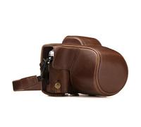 MegaGear MG1346 Etui de Protection avec Bandoulière/Accès Batterie en Cuir pour Appareil Photo Olympus Om-D E-M10 Mark III (14-42mm) Marron foncé