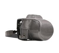 MegaGear MG1348 Etui de Protection avec Bandoulière/Accès Batterie en Cuir pour Appareil Photo Olympus Om-D E-M10 Mark III (14-42mm) Gris