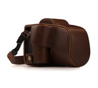 MegaGear MG1447 Canon EOS M50 (15-45mm) Ever Ready - Étui de Protection en Cuir avec Bandoulière - Marron Foncé
