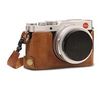 MegaGear MG1604 Leica D-Lux 7 Ever Ready Demi Étui en Cuir Véritable avec Bandoulière - Marron