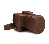 MegaGear MG1608 pour Canon EOS 2000D (18-55mm) Ever Ready - Étui de Protection en Cuir avec Bandoulière - Marron Foncé