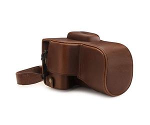 MegaGear MG1608 pour Canon EOS 2000D (18-55mm) Ever Ready - Étui de Protection en Cuir avec Bandoulière - Marron Foncé