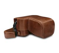 MegaGear MG1656 Ever Ready Étui en Cuir véritable pour Appareil Photo Sony Alpha A6100, A6400 18-135 mm Marron