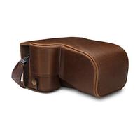 MegaGear MG1661 Ever Ready - Étui de Protection en Cuir avec Bandoulière Compatible avec Sony Alpha A6100, A6400 (18-135mm) - Marron
