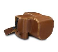 MegaGear MG1680 Ever Ready - Étui de Protection en Cuir avec Bandoulière Compatible avec Leica V-Lux 5, Panasonic Lumix DC-FZ1000 II - Marron Clair